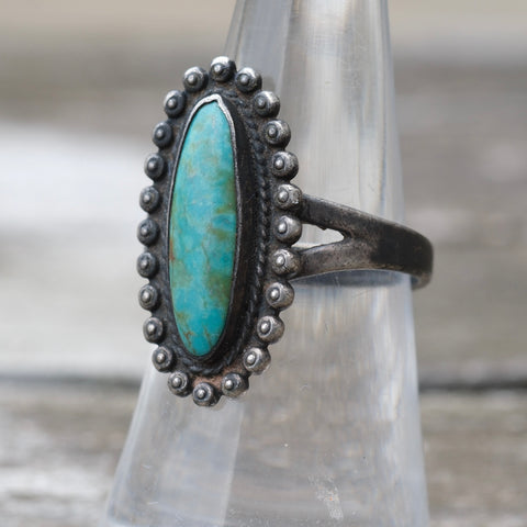 Vintage Sterling Turquoise Ring 7.75