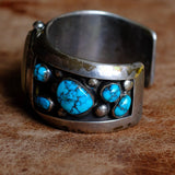 Vintage Sterling Turquoise Watch Cuff Bracelet