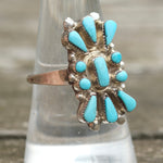 Vintage Sterling Turquoise Cluster Ring 8.5