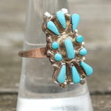 Vintage Sterling Turquoise Cluster Ring 8.5