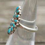 Vintage Sterling Turquoise Cluster Ring 6.5