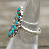 Vintage Sterling Turquoise Cluster Ring 6.5