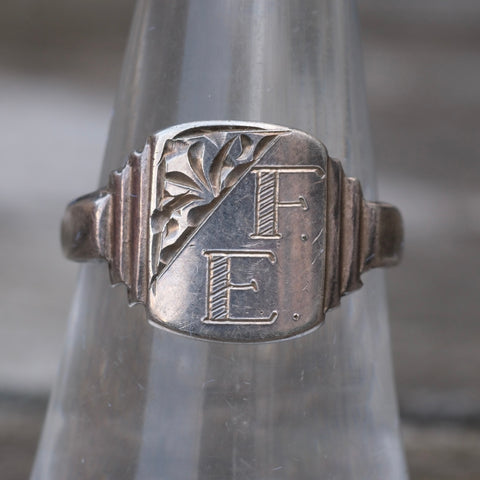 Vintage Sterling F.E. Signet Ring 7.5