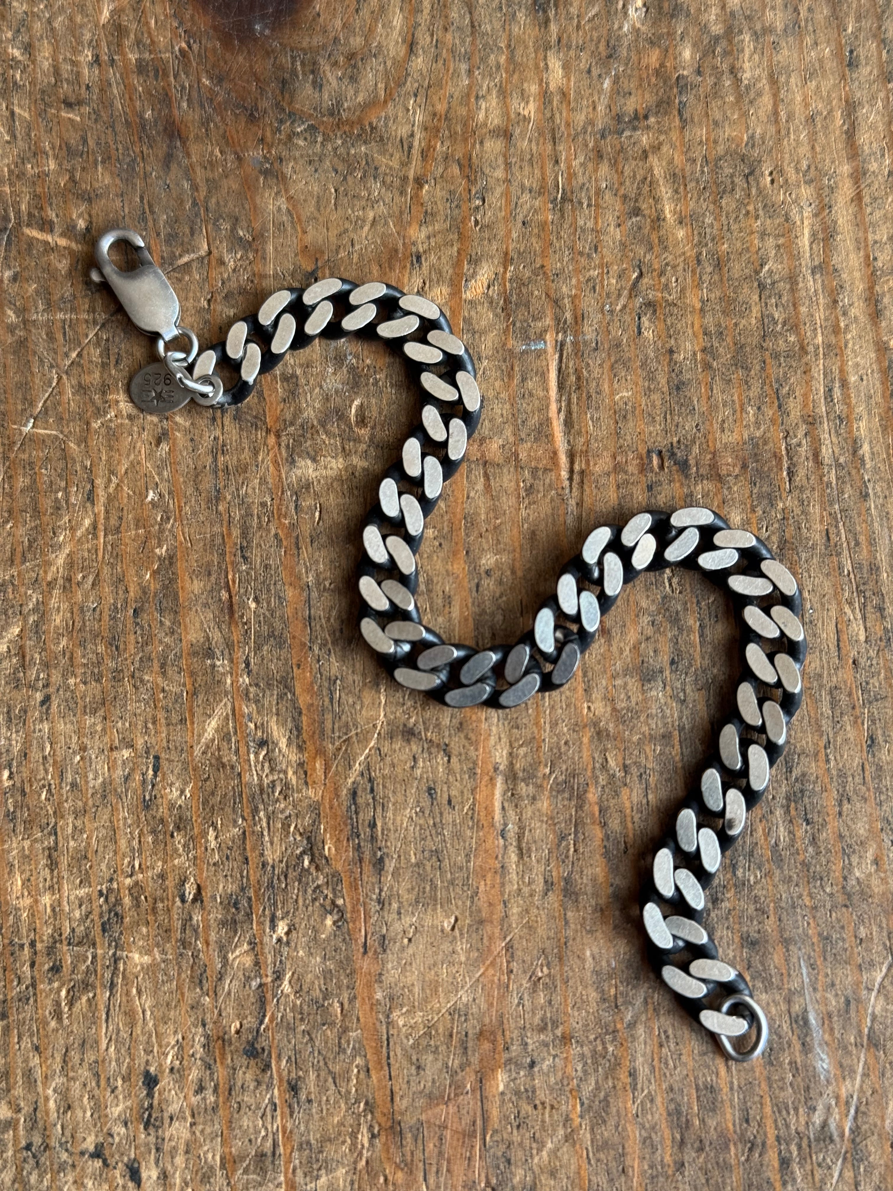 Vintage Sterling Silver 6.75” Flat Curb Chain Bracelet
