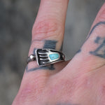 Vintage Sterling Turquoise Bear Paw Band 6.5