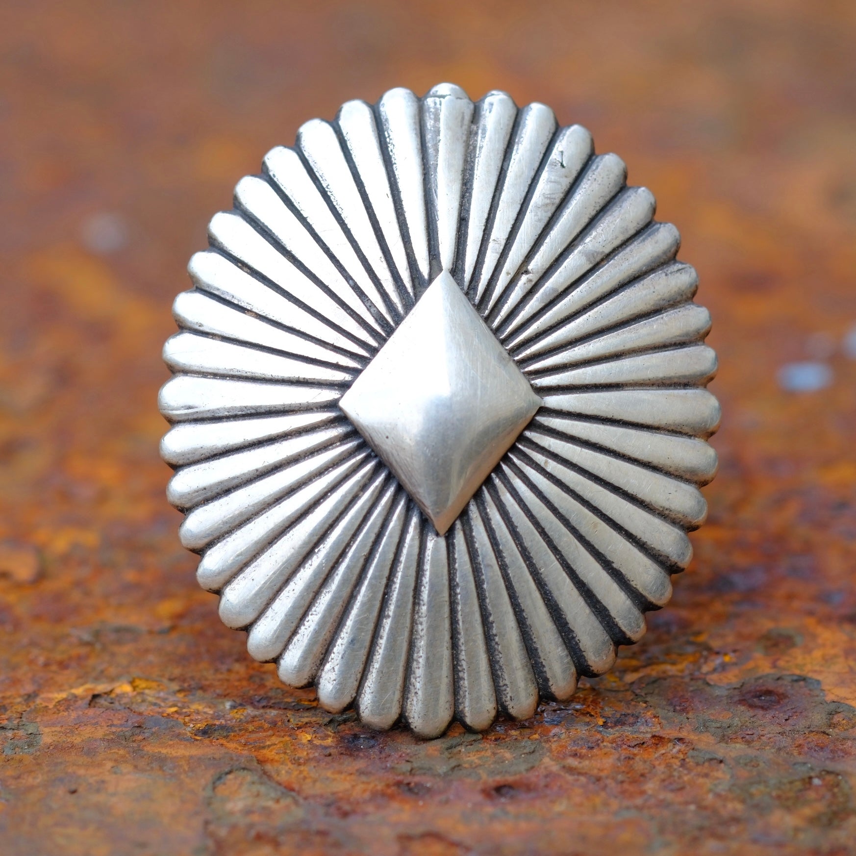Vintage Sterling Stamped Concho Ring 8