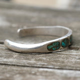 Vintage Sterling Turquoise Inlay Cuff