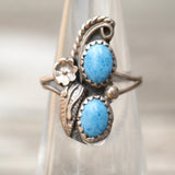 Vintage Sterling 2-Stone Sodalite Feather Ring 4.5