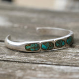 Vintage Sterling Turquoise Inlay Cuff