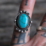 Vintage Sterling Turquoise Ring 4.75