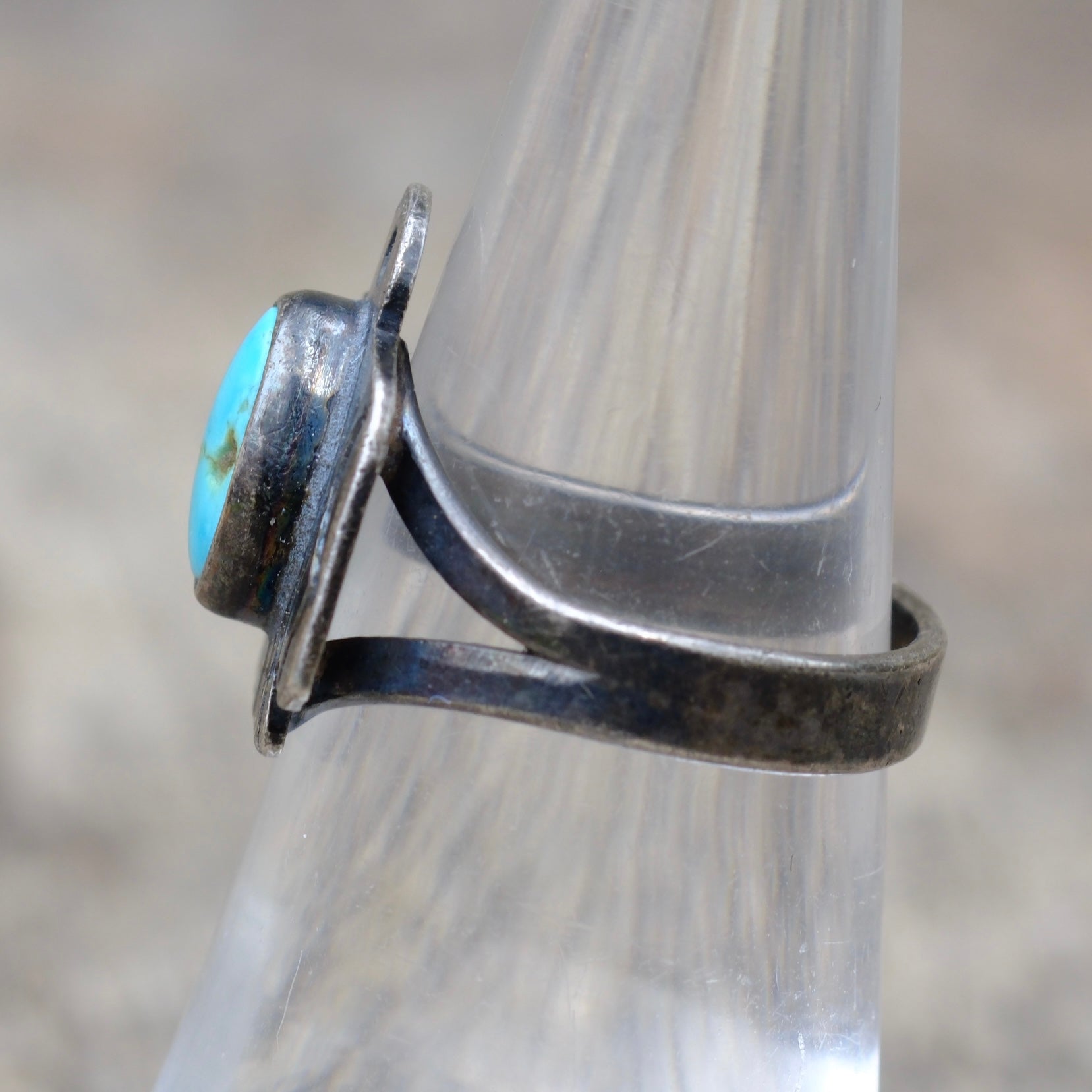 Vintage Sterling Turquoise Thunderbird Ring 6