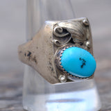 Vintage Sterling Turquoise Feather Ring 10.5