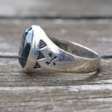 Vintage Sterling Hematite Stamped Arrows Ring 11.25