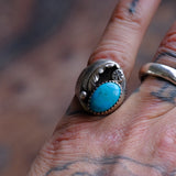 Vintage Sterling Turquoise Feather Ring 7.25