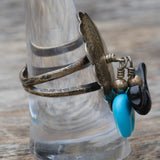 Vintage Sterling Carved Stone Fetish Ring 8.25