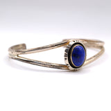 Vintage Sterling Lapis Cuff Bracelet 6.75"
