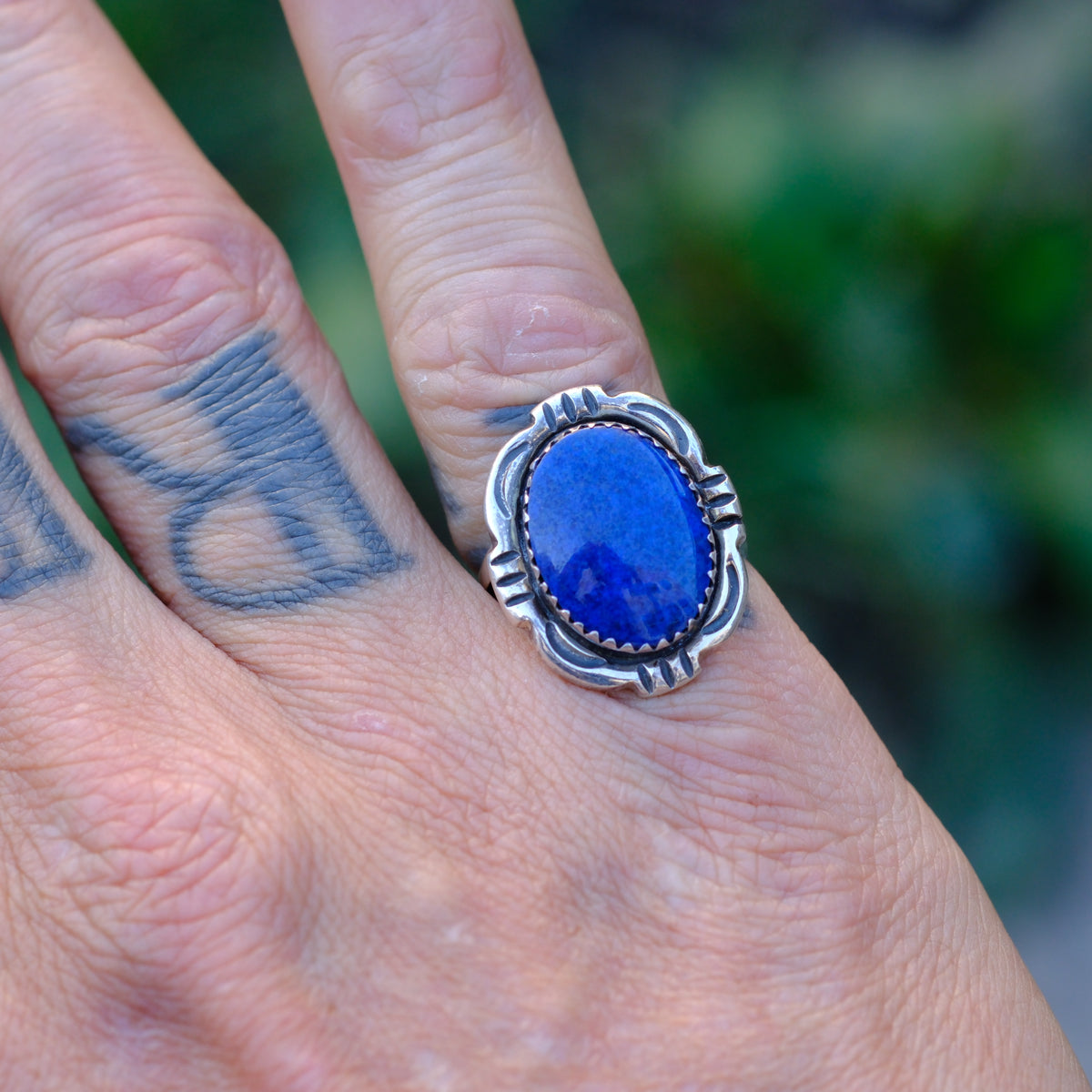 Vintage Sterling Lapis Ring 6.5