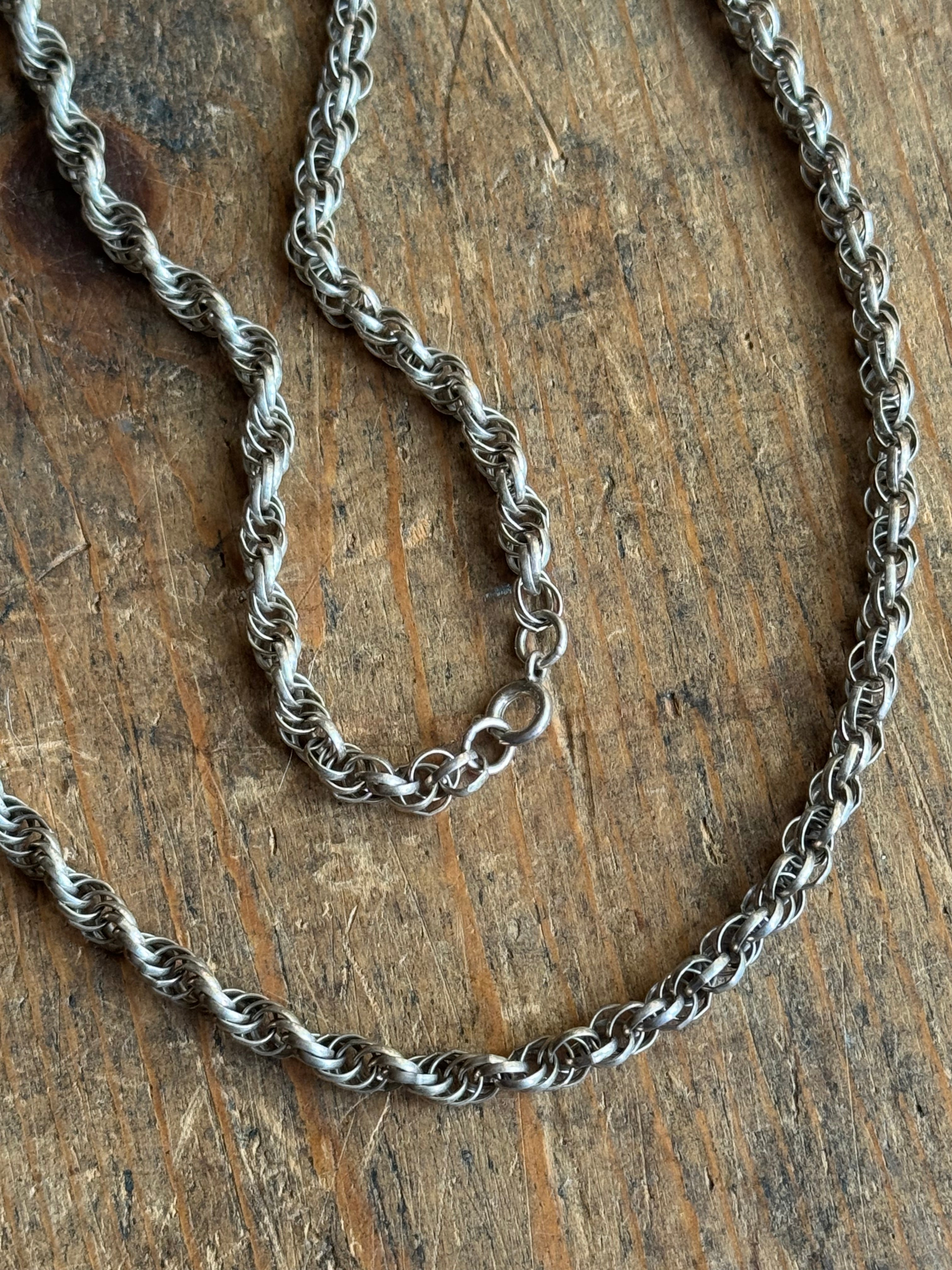 Vintage Sterling Silver 20” Rope Chain