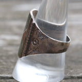 Vintage Sterling Turquoise and Coral Inlay Stamped Band Ring 10.25