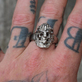 Vintage White Bronze Biker Ring 12