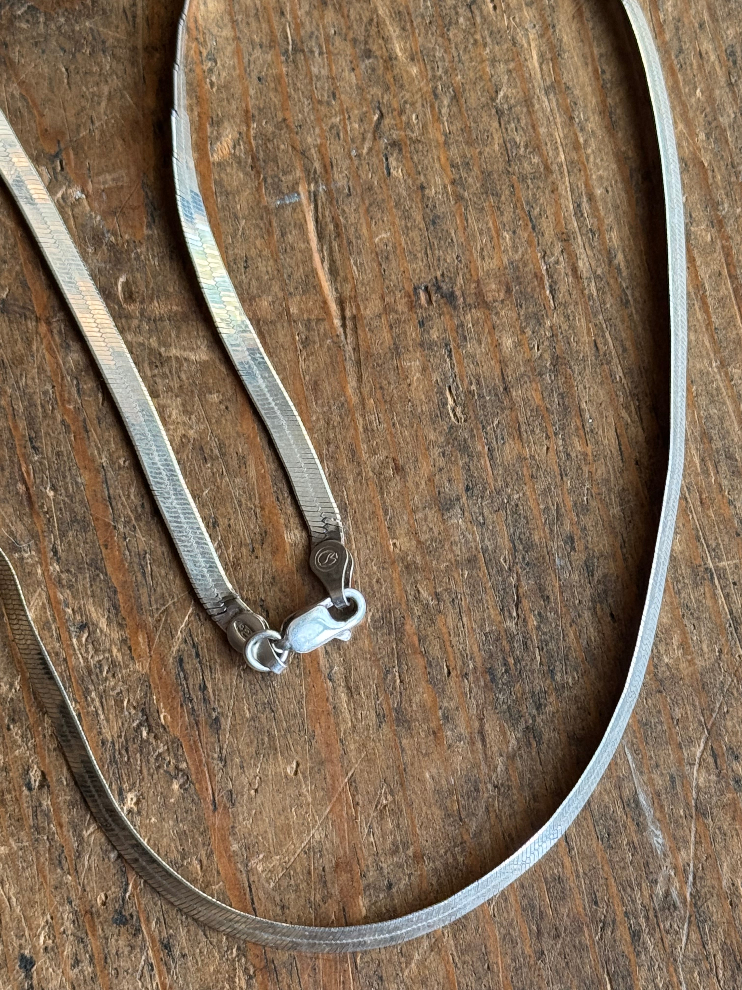 Vintage Sterling Silver 19” Herringbone Chain