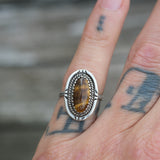 Vintage Sterling Tigers Eye Ring 6.25