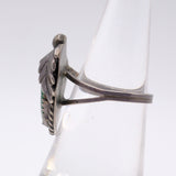 Vintage Sterling Malachite Feather Ring 5.5