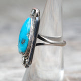 Vintage Sterling Turquoise Roper Ring 5