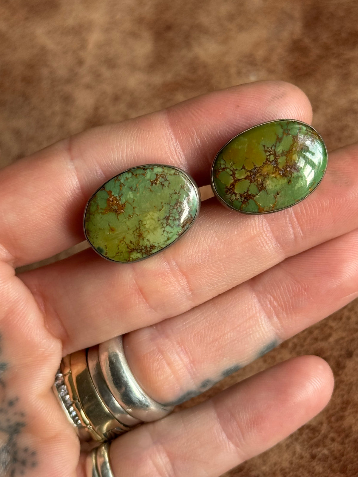 Vintage Sterling Silver Royston Turquoise Cufflinks