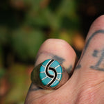 Vintage Sterling Turquoise Inlay Ring 7