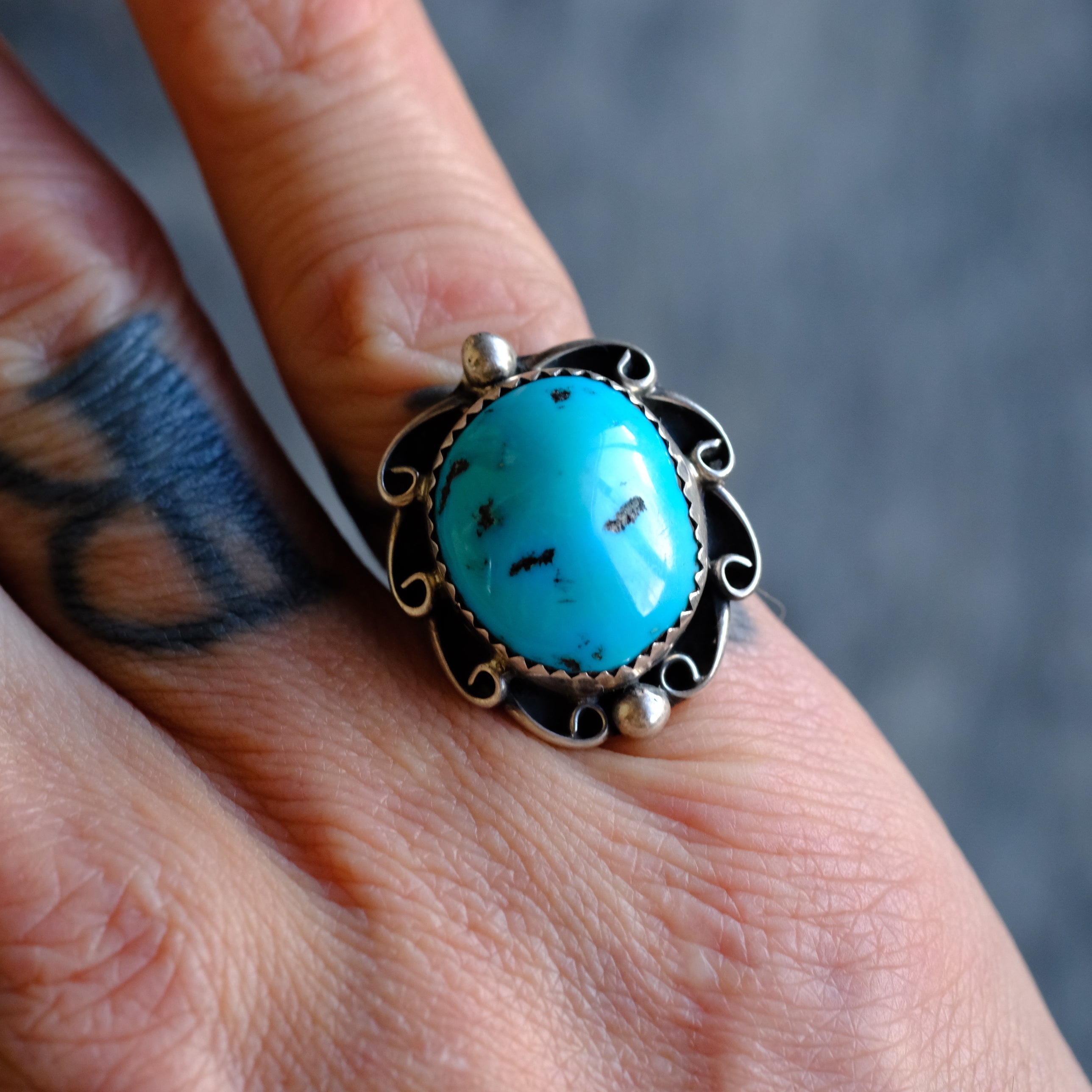 Vintage Sterling Turquoise Ring 6