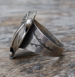Vintage Sterling Silver Feather Ring 7.25