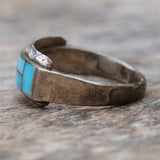 Vintage Sterling Turquoise Inlay Band Ring 9.75