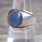 Vintage Sterling Blue Glass Deco Ring 9.25