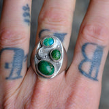 Vintage Sterling 3-Stone Turquoise Ring 10.25