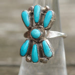 Vintage Sterling Turquoise Cluster Ring 6