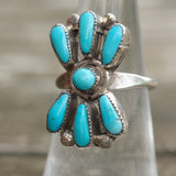 Vintage Sterling Turquoise Cluster Ring 6