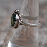 Vintage Sterling Malachite Feather Ring 7