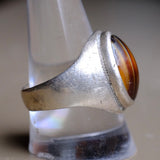 Vintage Sterling Brown Glass Signet Ring 11