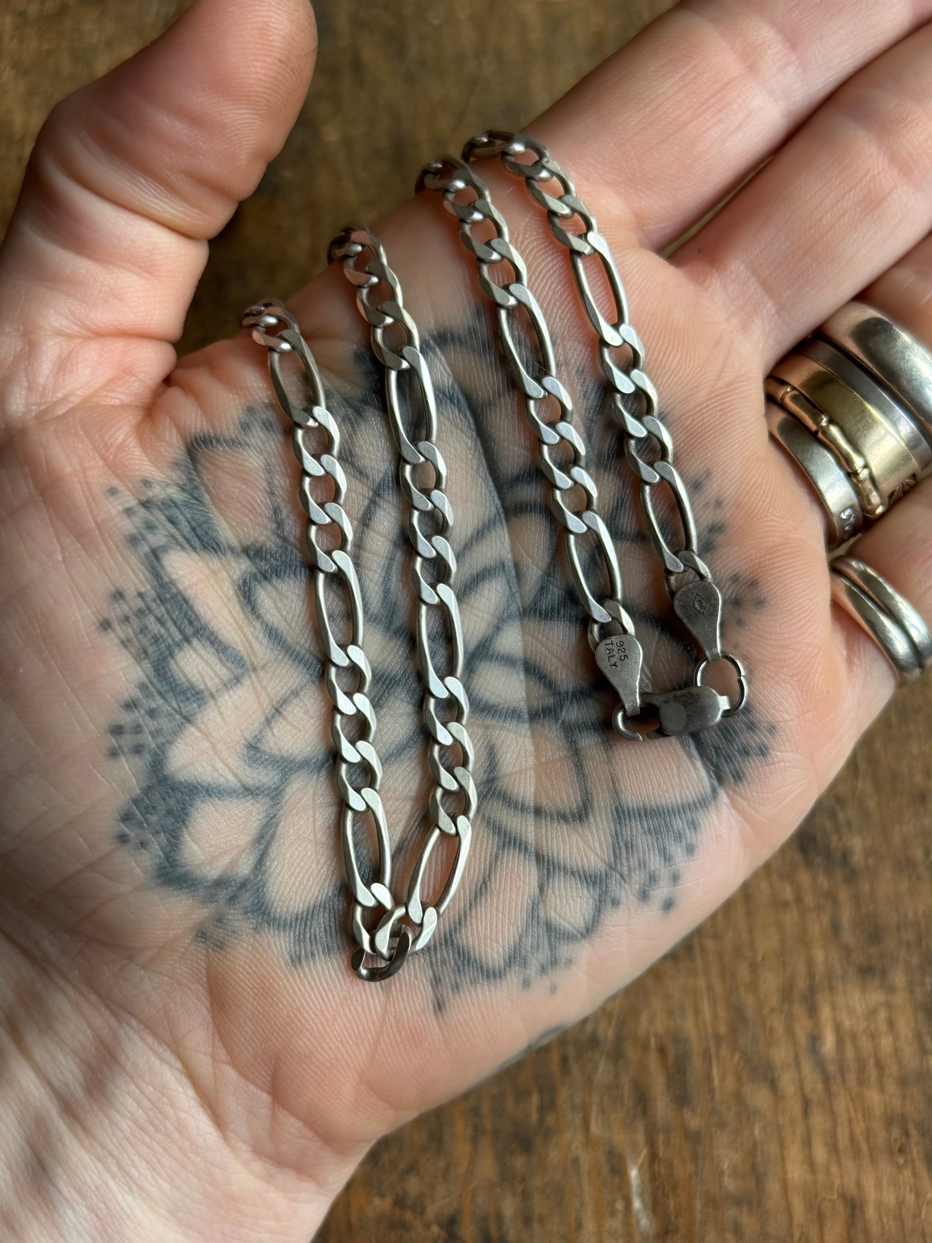 Vintage Sterling Silver 23” Figaro Chain