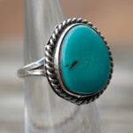 Vintage Sterling Turquoise Roper Ring 5.5