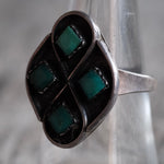 Vintage Sterling Turquoise Cluster Ring 7.5