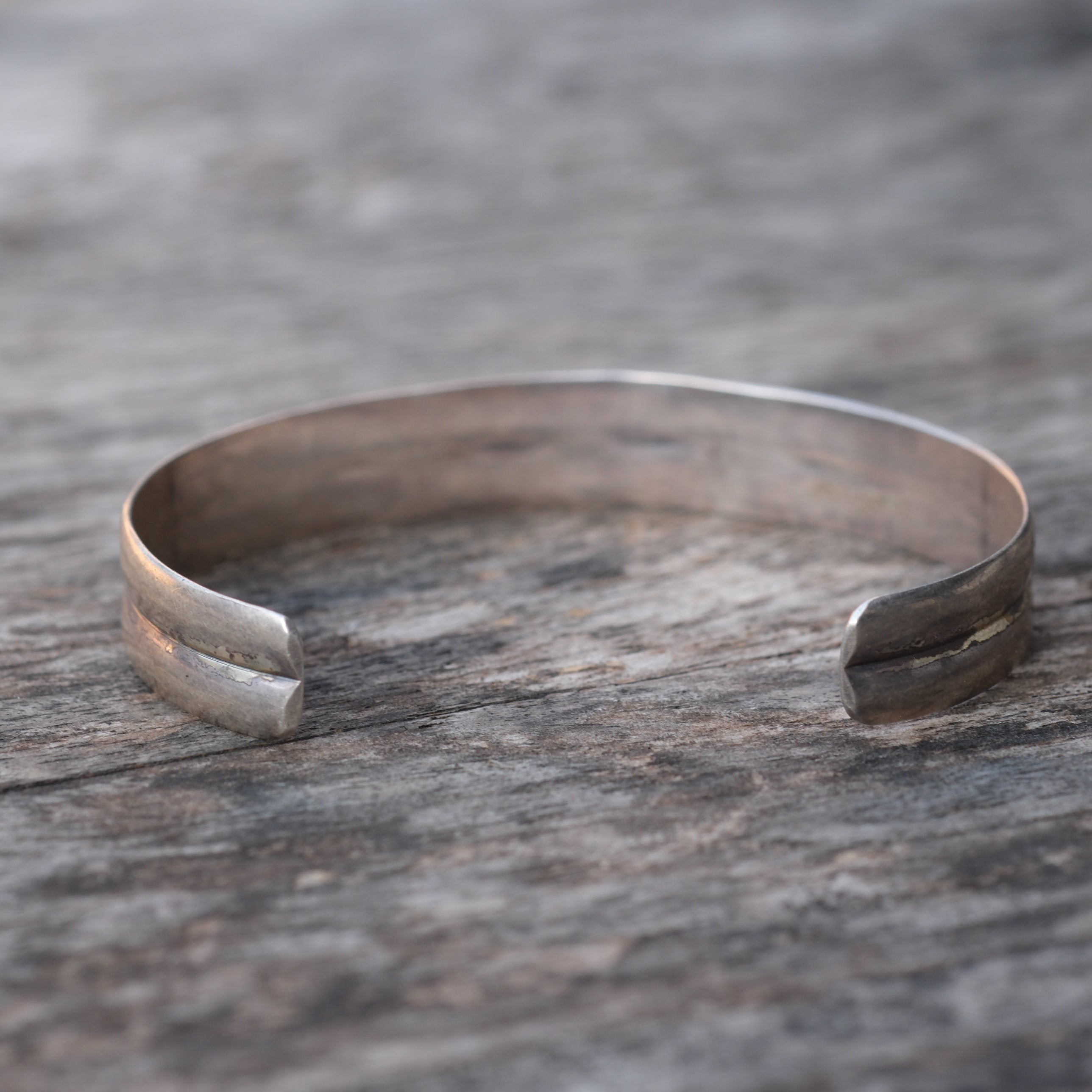 Vintage Sterling Silver Stamped Double Cuff