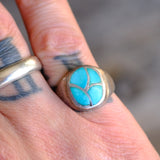 Vintage Sterling Turquoise Inlay Ring 7.75