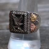 Vintage Sterling and Gold Eagle Ring 9.5