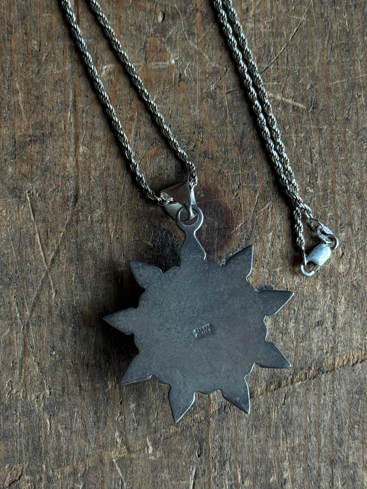 Vintage Sterling Silver High Dome Sun Necklace