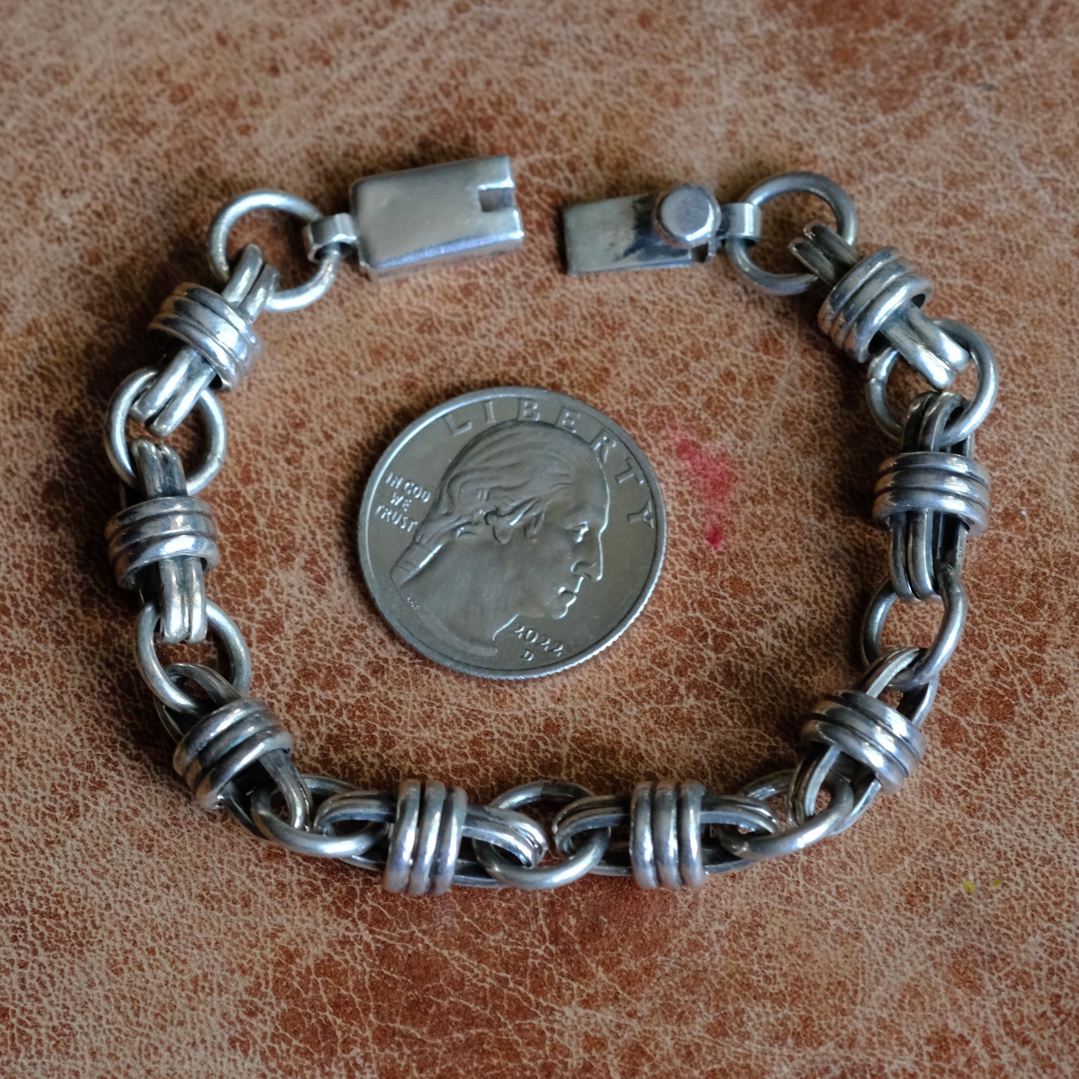Vintage Sterling Silver Fancy Link Chain Bracelet