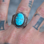 Vintage Sterling Turquoise Stamped Ring 10