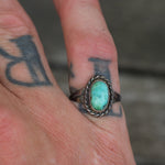 Vintage Sterling Turquoise Roper Ring 5.75