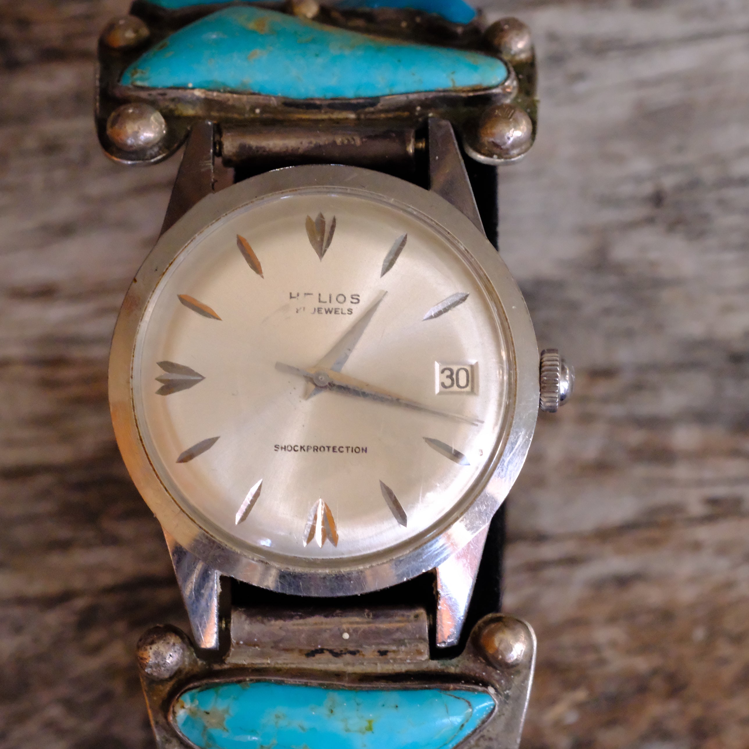 Vintage Sterling 7-Stone Turquoise Watch